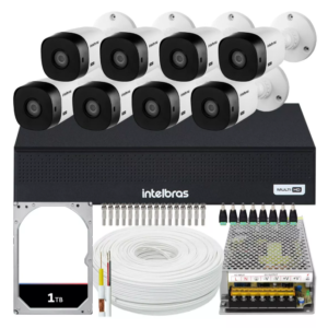 KIT CFTV DE ALTA DEFINIÇÃO INTELBRAS HD COM 8 CÂMERAS