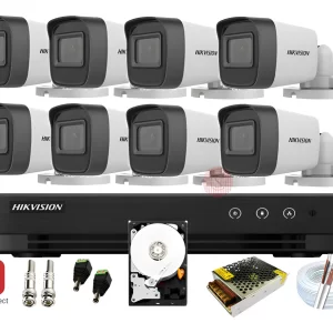 Kit Hikvision 8 Câmeras 2MP DVR HD 500G Completo